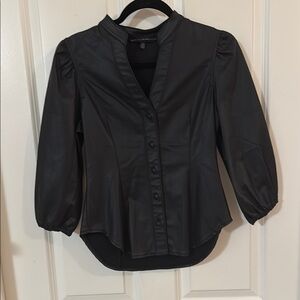 White House Black Market Black Puff Sleeve Blouse